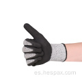 Guantes de desgaste de poliéster Hespax HPPPE anti -cortado nitrilo